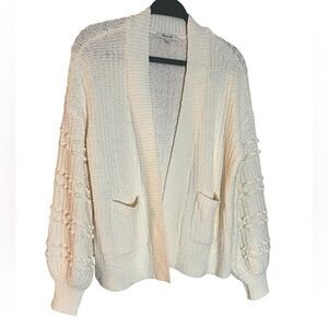 Madewell oversize chunky grandma core baubles knit puff sleeve cardigan XS-Small